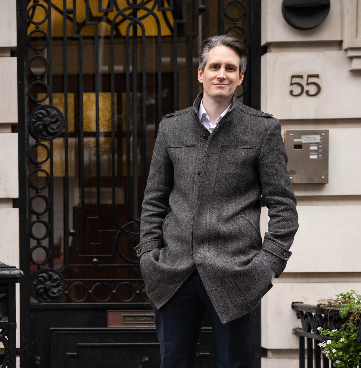 Dr Magnus Lynch, Consultant Dermatologist, outside 55 Harley Street